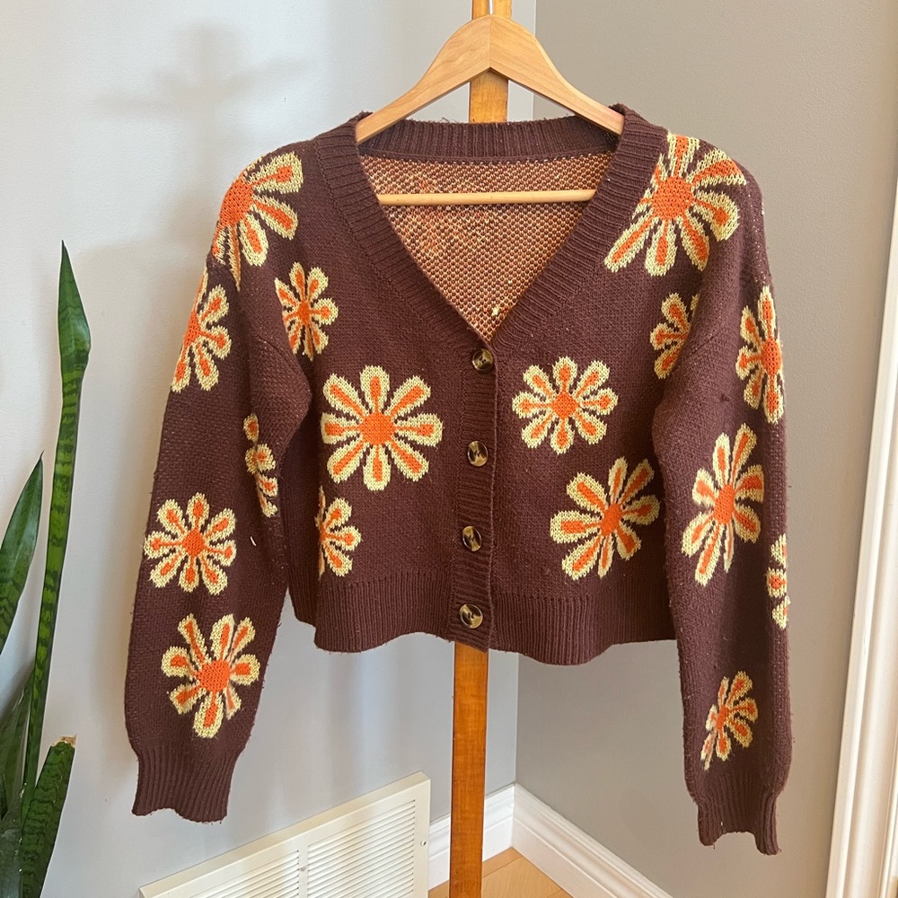 Brown flower Cardigan - Size small